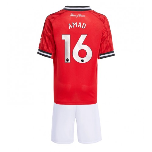 Stroje piłkarskie Manchester United Amad Diallo #16 Koszulka Podstawowej dla dzieci 2025-26 Krótki Rękaw (+ szorty)